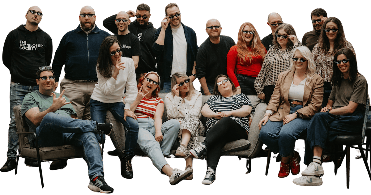 A group photo of the team from The Developer Society